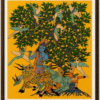 Krishna with Sacred Cow Gond Art | Traditional Tribal Folk Painting