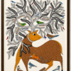 Indian Gond Folk Art – Deer Under the Tree of Life Wall Decor